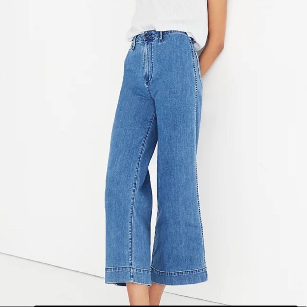 NWT Madewell Emmett Wide-Leg Crop Jeans in Rosalie Wash Size 26